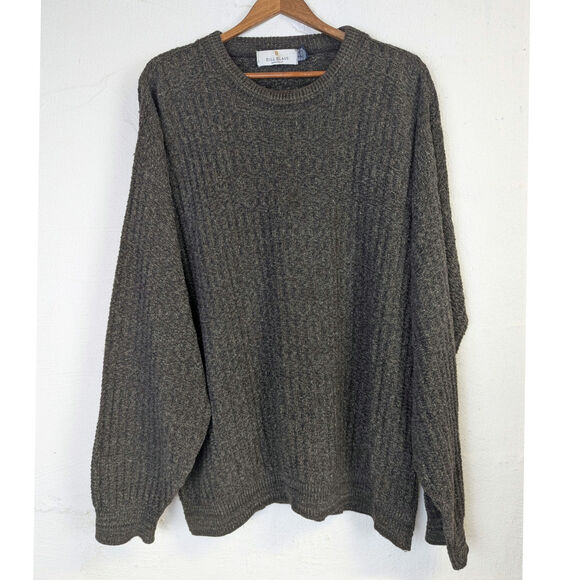 Vtg Bill Blass Grampa Sweater Mens XL Brown Waffle Knit Crew Neck Old Classic - Picture 1 of 7